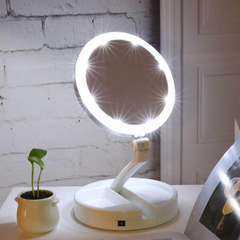 LED Lighted Folding Vanity and Travel Mirror - PlanetShopper