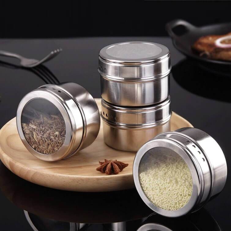 Magnetic Stainless Steel Spice Jars - PlanetShopper