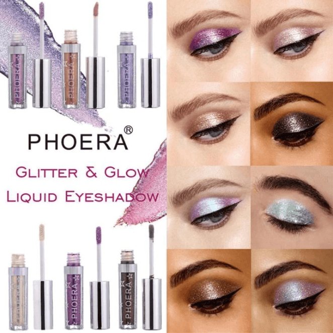 PHOERA 12 Color Metals Glitter and Glow Liquid Eyeshadow - PlanetShopper