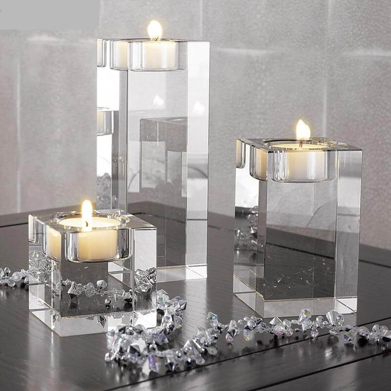 Solid Square Glass Tealight Stand Candle Holder - PlanetShopper