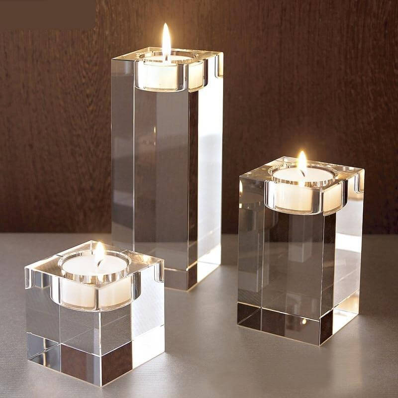 Solid Square Glass Tealight Stand Candle Holder - PlanetShopper